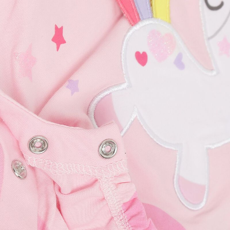 Girls Light Pink Printed Short Sleeve Romper image number null
